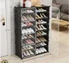 Темно-серый DIY Multi-layer Economical Simple Shoe Cabinet Economize Space Doorway Cabinets Dustproof Home Shoe Shelf Cabinet High Quality - Цвет: Темно-серый