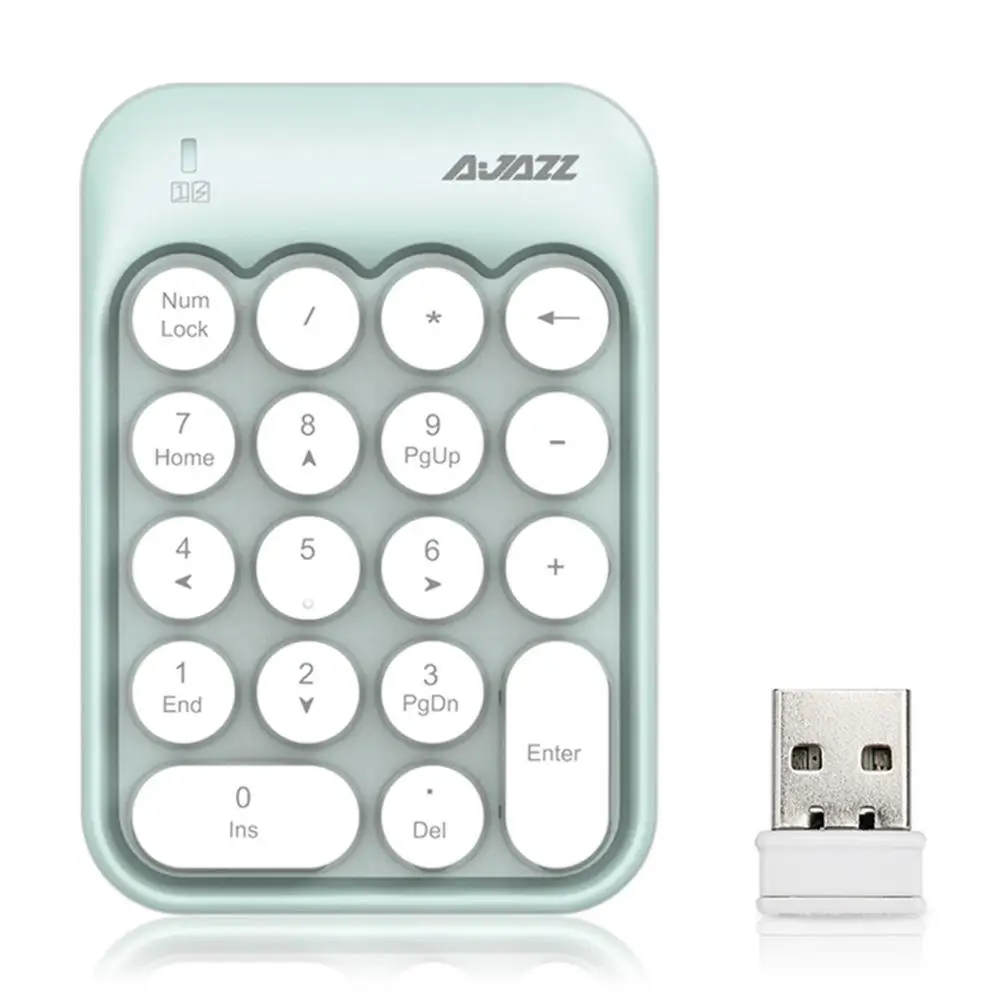 Ajazz AK18 2,4 г Беспроводной USB Цифровой клавиатуре мини Numpad 18 клавиш цифровой клавиатуры Для iMac/ноутбук MacBook Air PC Тетрадь Desktop - Цвет: blue