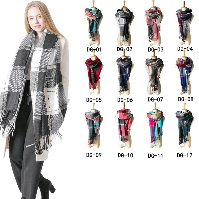 Женский клетчатый Повседневный Шарф с кисточками в британском стиле Осень зима