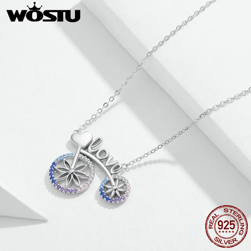 WOSTU 100% Стерлинговое Серебро 925 пробы красочные ожерелья с сердечками для