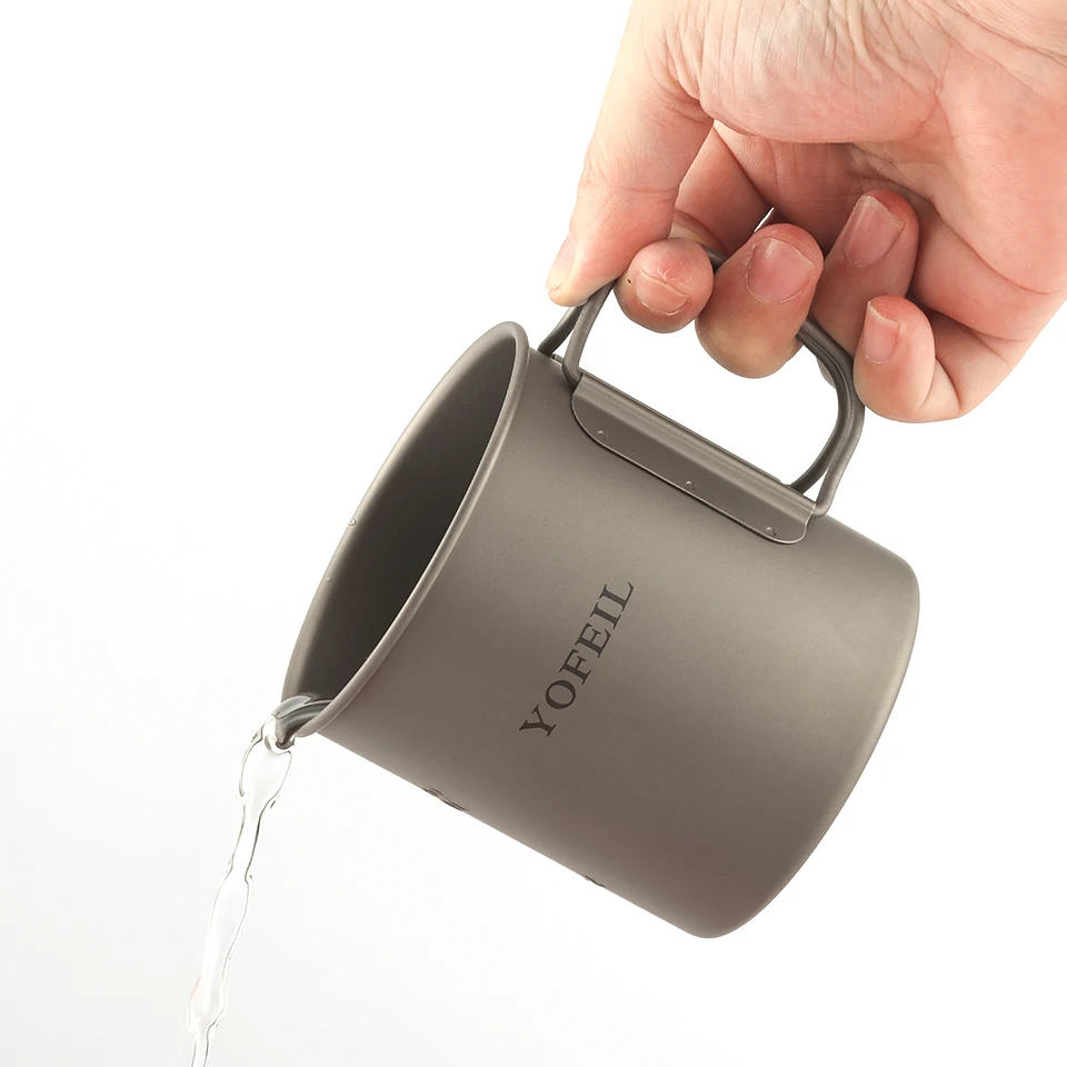 Camping Titanium Cup 450 мл Titanium Mug Camping Cup Военная бытовая туристическая посуда Чайник туристическая посуда Уличная кулинария Набор посуды для пикника Походные принадлежности Чайник Туристические принадлежнос