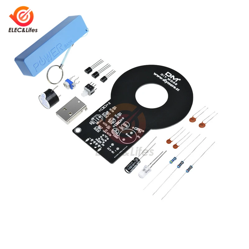 Металлоискатель электронный DIY Kit 18650 USB Мощность банк Зарядное устройство коробка DC 3 V-5 V 60 мм Бесконтактный Сенсор борту модуль детектор металла - Цвет: Синий