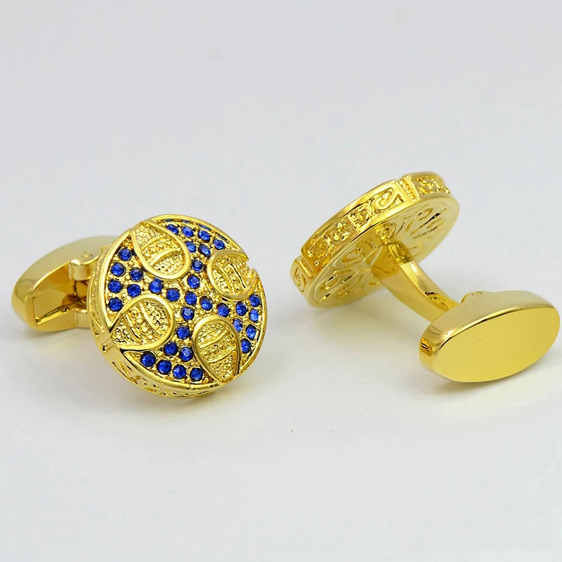Роскошные цвета: золотистый синий со стразами запонки Изысканный КИТ сзади
