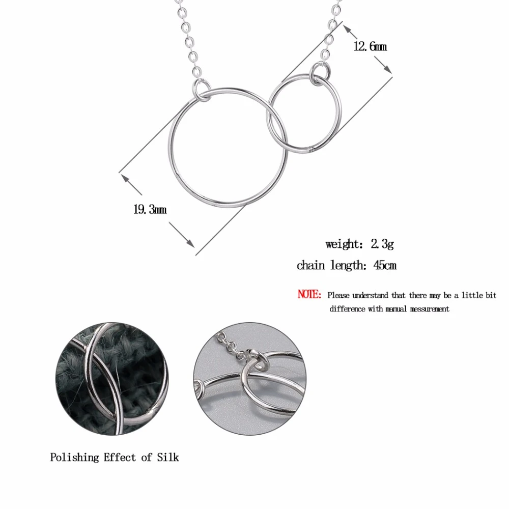 Cxwind Charm Double Circle Necklace Initial Eternity Hoop Infinity Pendants Necklaces Women Statement Jewelry bijoux femme | Украшения и