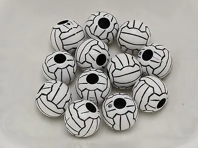 100 Black and White Acrylic Sports Volleyball Pattern Round Beads 12mm Jewelry | Украшения и аксессуары