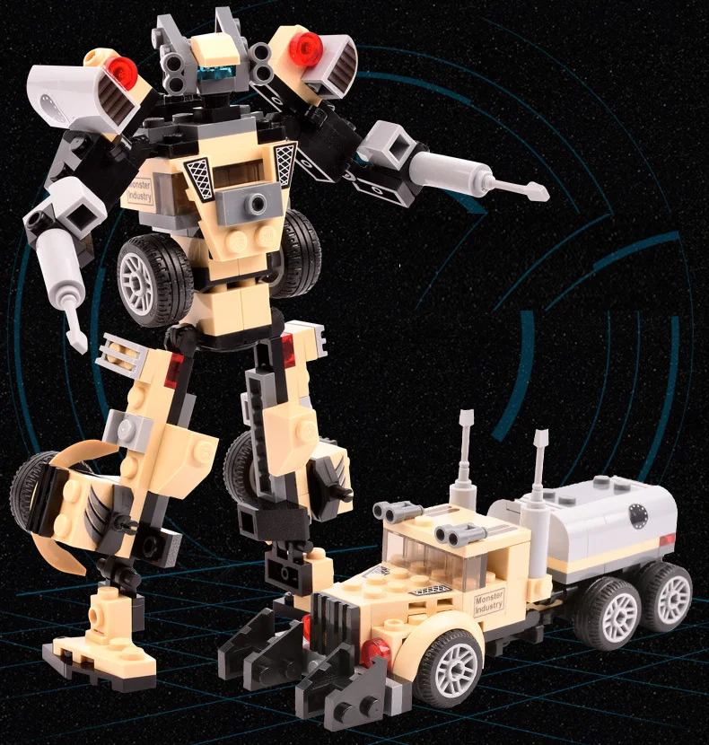 4 шт./компл. строительные игрушки 496 шт. трансформация автомобиля Робот Модель