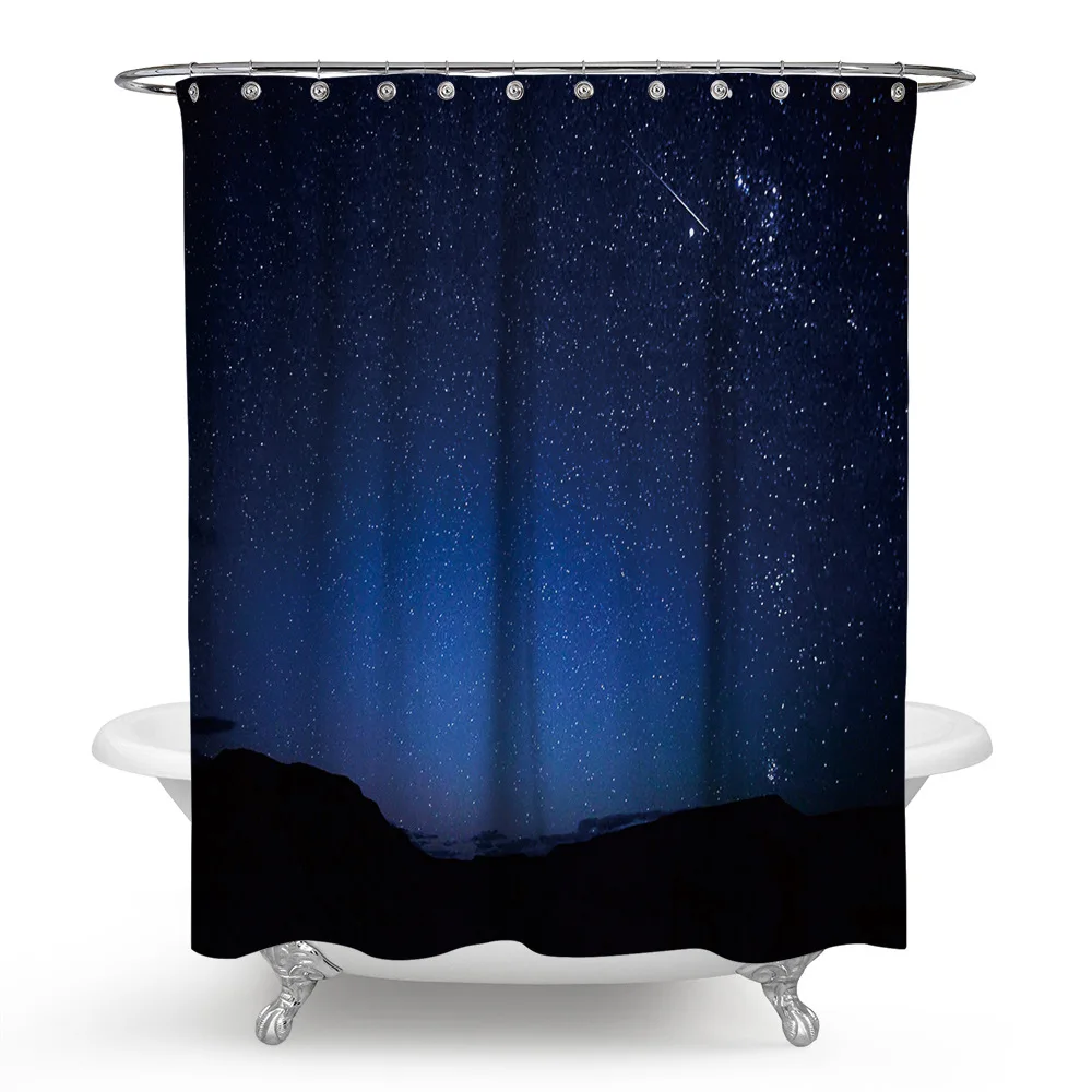 

Polyester Waterproof Shower Curtain Starry Sky Pattern Bathroom Shower Curtain For Home Bath Accessory