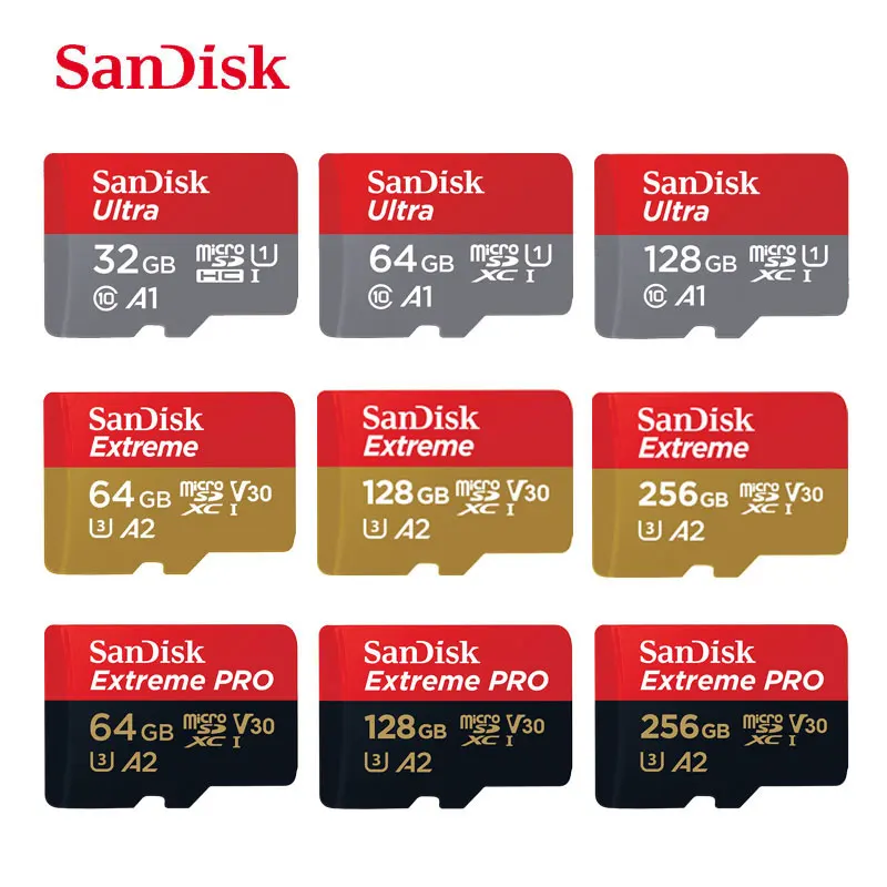 

SanDisk Micro SD Card 16GB 32GB MicroSDHC Memory Card 64GB 128GB 256GB MicroSDXC EXTREME PRO V30 U3 4K UHD TF Cards