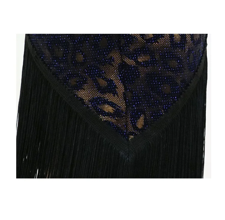 Леопарда кисточка сплайсинга латинские танцы платье для практики Женская