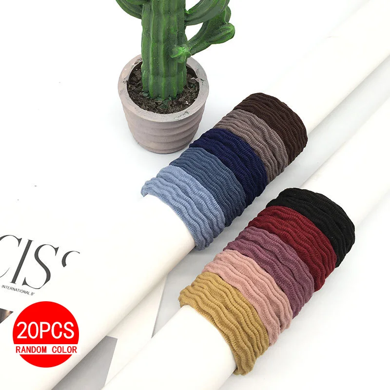 Random color 20pcs 10/20 штук резинка для волос Твердые раза Полотенца широкая эластичная резинка для девочек кольцо Для женщин хвост держатель аксессуары головные повязки - Цвет: Random color 20pcs