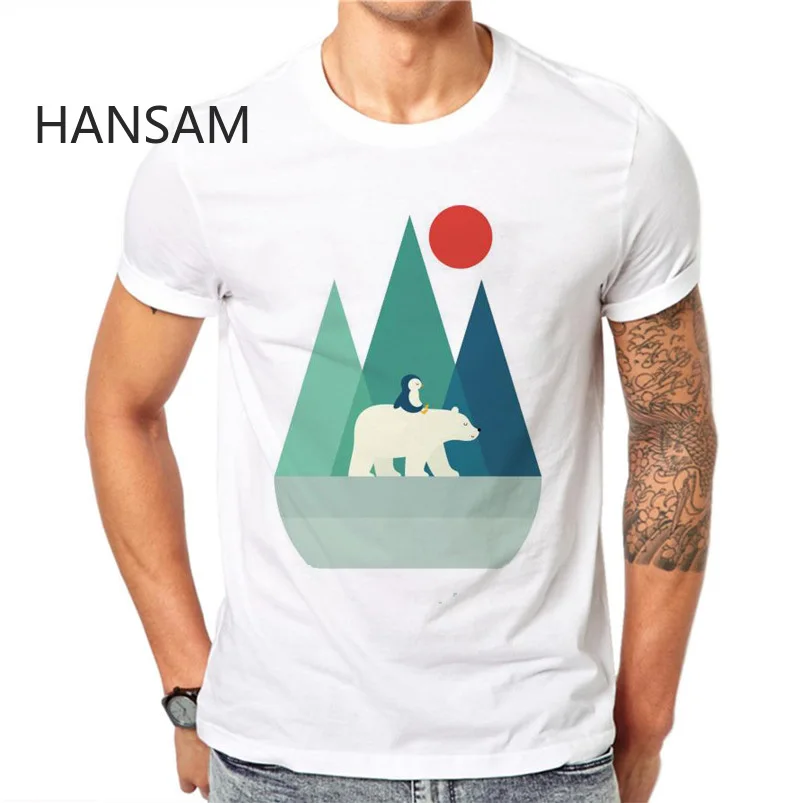Летние мужские футболки с чернильным пингвином модные коротким рукавом одежда