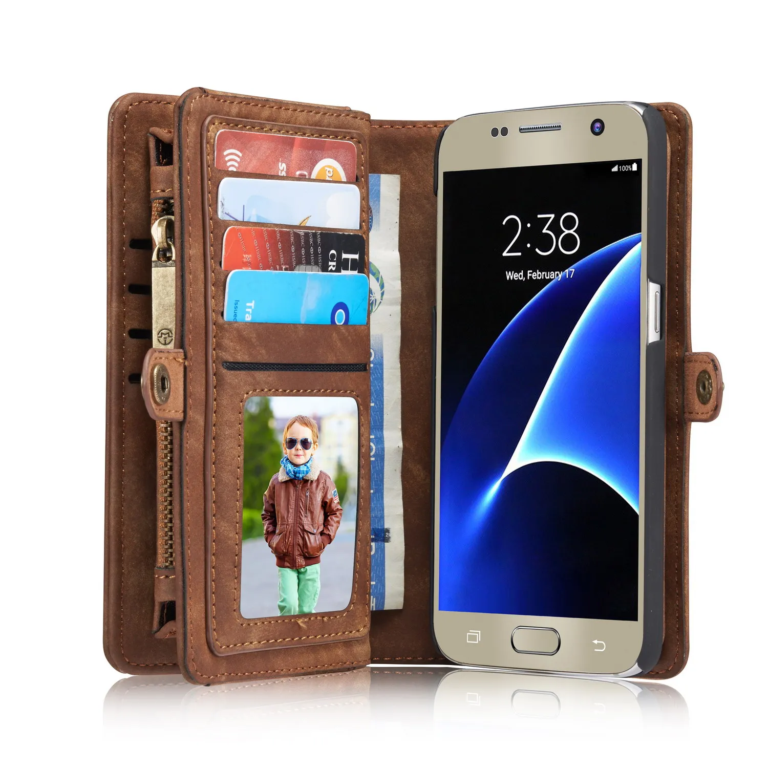 luxury cover Retro Leather Case for Samsung S7 Zipper Wallet Multifunction Magnetic Phone Cover edge bag | Мобильные телефоны и