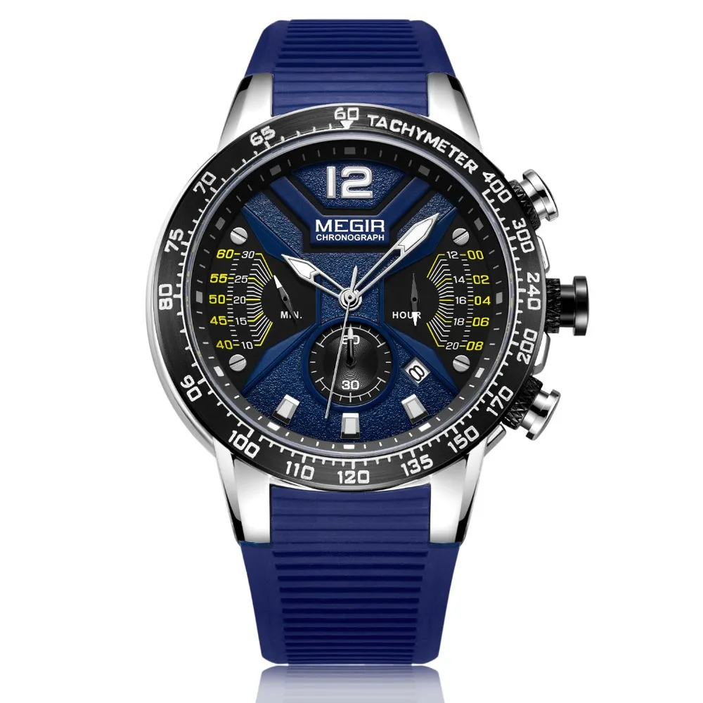 Megir часы мужские водонепроницаемые наручные для мужчин бренд силиконовый