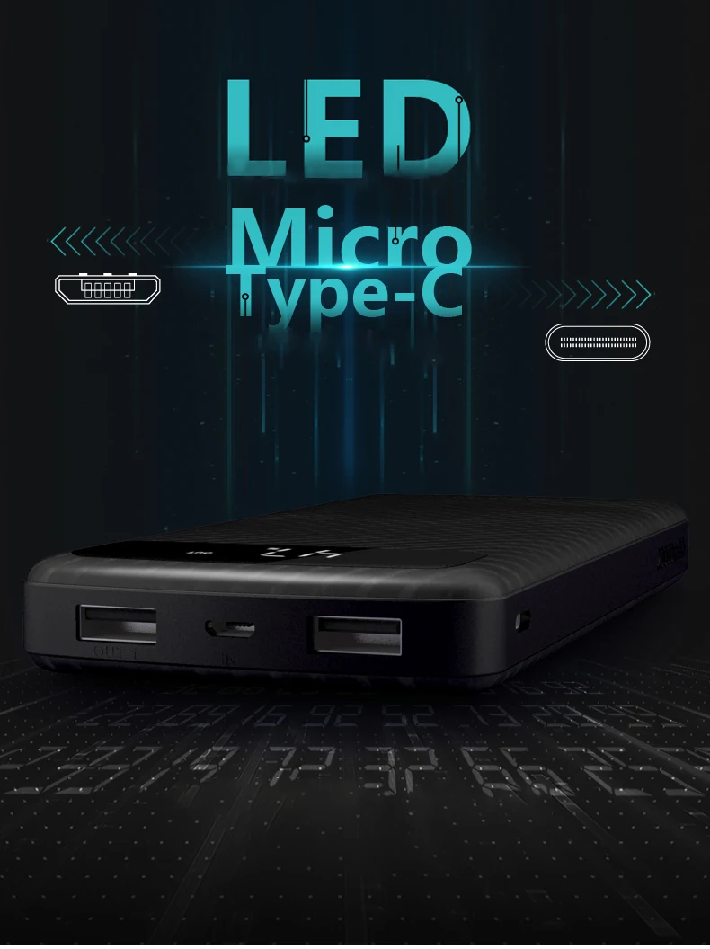 Scud power bank 10000 мАч+ USB кабель type-C со светодиодный цифровым дисплеем power bank для Xiaomi huawei LG samsung мобильного телефона Androidt