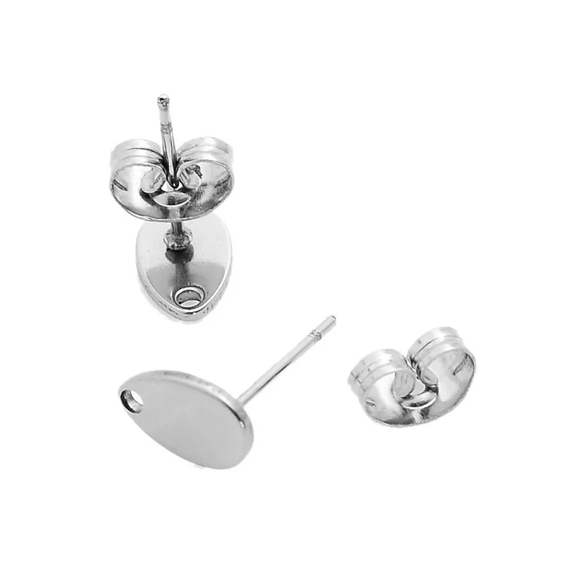 10 шт нержавеющей стали серьги шпильки воды W/пробки|Ювелирная фурнитура и
