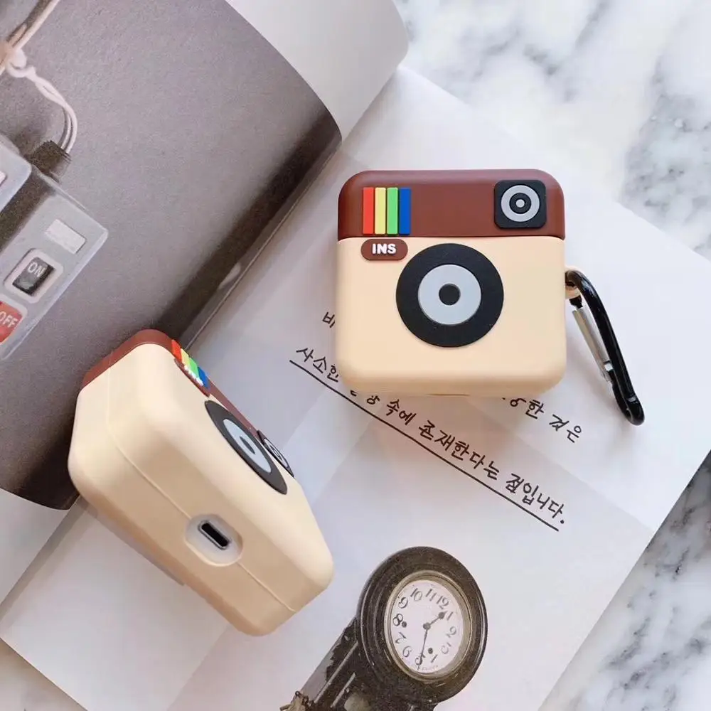 INS 3D Camera pattern silicone case For airpods 1/2 Bluetooth Wireless Headset shell Airpods 12 Charging Protection Box | Электроника