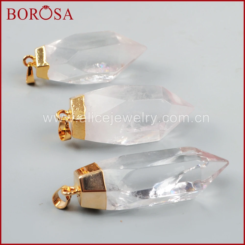 Кулон BOROSA из белого кристалла кварца и золота высококачественный кулон