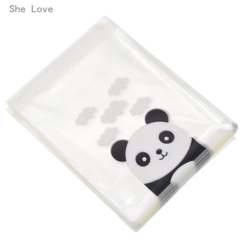 Самоклеящиеся пластиковые пакетики для печенья Chzimade в виде панды 100 шт.