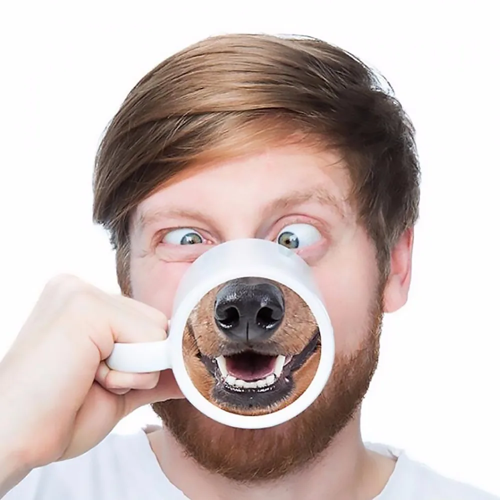 Новая керамическая утренняя кружка в собачьем стиле чашка с рисунком носа собаки