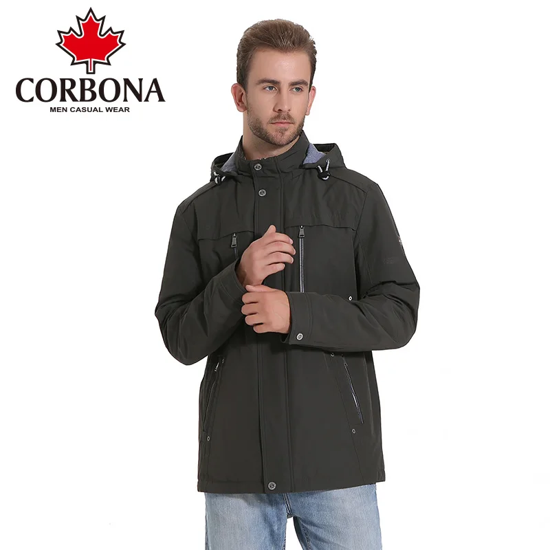 CORBONA Winter Men Jacket Brand Casual Fashion Thin Warm Hooded Coat Mens Jackets And Coats Male Parkas Outwear Clothing | Мужская