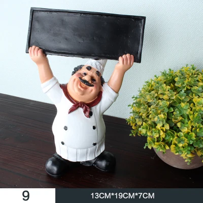 Американский стиль смолы статуэтка шеф-повара творческий белый топ шляпа повара Кухня Декор дома ремесла подарки - Цвет: D