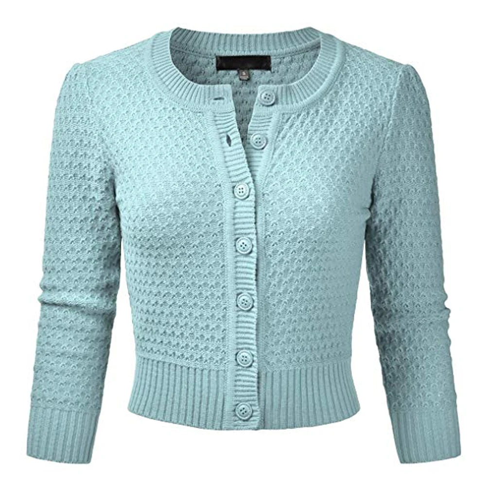lightblue Litthing, новинка весны, Женский вязаный кардиган, свитер, пальто, короткая женская шаль, вязаная куртка для женщин, 22 цвета - Цвет: lightblue