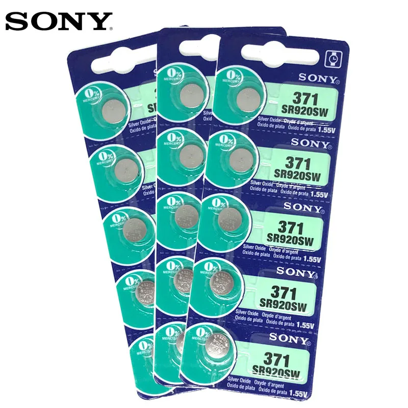 15 шт. Sony 100 Оригинал 371 SR920SW 920 LR920 AG6 LR69 171 1 55 V оксид серебра часы батарея Сделано в