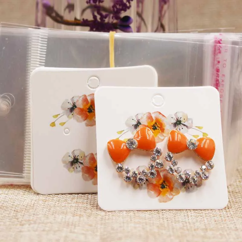 100card100bag Цветочный дизайн, аксессуары для волос, посылка, карта, бумажный браслет, посылка, карта, ожерелье "Ловец снов", серьги, карты, 100 шт+ 100 шт, opp пакет - Цвет: 100card100bag