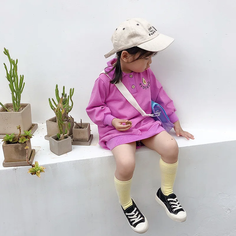 Свитер с длинными рукавами авокадо для девочек Детские платья длинная футболка