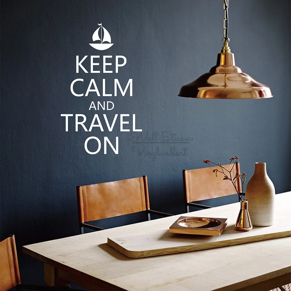 Наклейка на стену с надписью Keep Calm And Travel On|Наклейки стену| |