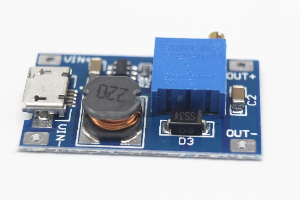 2A boost plate DC-DC module wide pressure input 2/24V L 5/9/12/28V adjustable 2577 100PCS | Электронные компоненты и