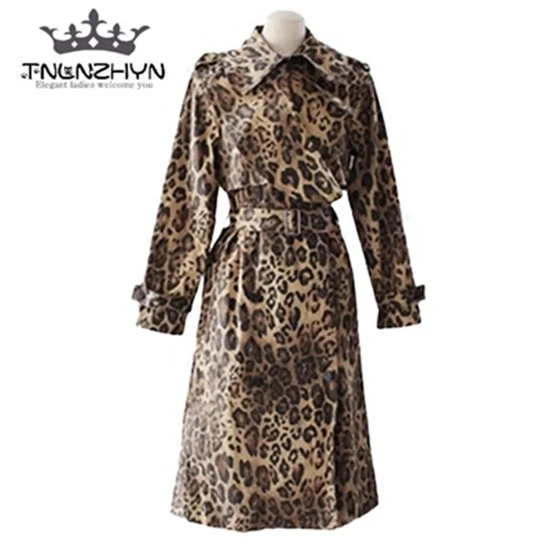 Тренч tnlnzhyn Женский с леопардовым принтом средней длины 2019|print trench coat|print trenchwomen coat |