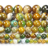 natural yellow green stripe agates 4 16mm round beads 15inch wholesale for diy jewellery free shipping