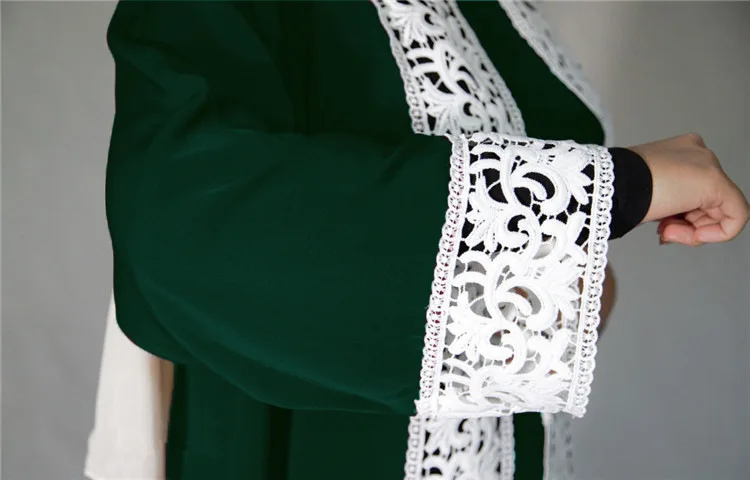 Мусульманское платье женское кружевное Абая спереди мусульманское Макси кафтан