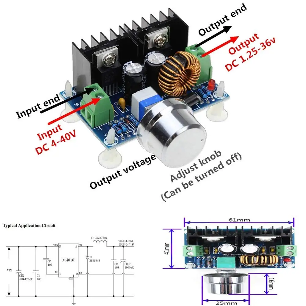 Понижающий преобразователь постоянного тока в источник питания XL4016 PWM