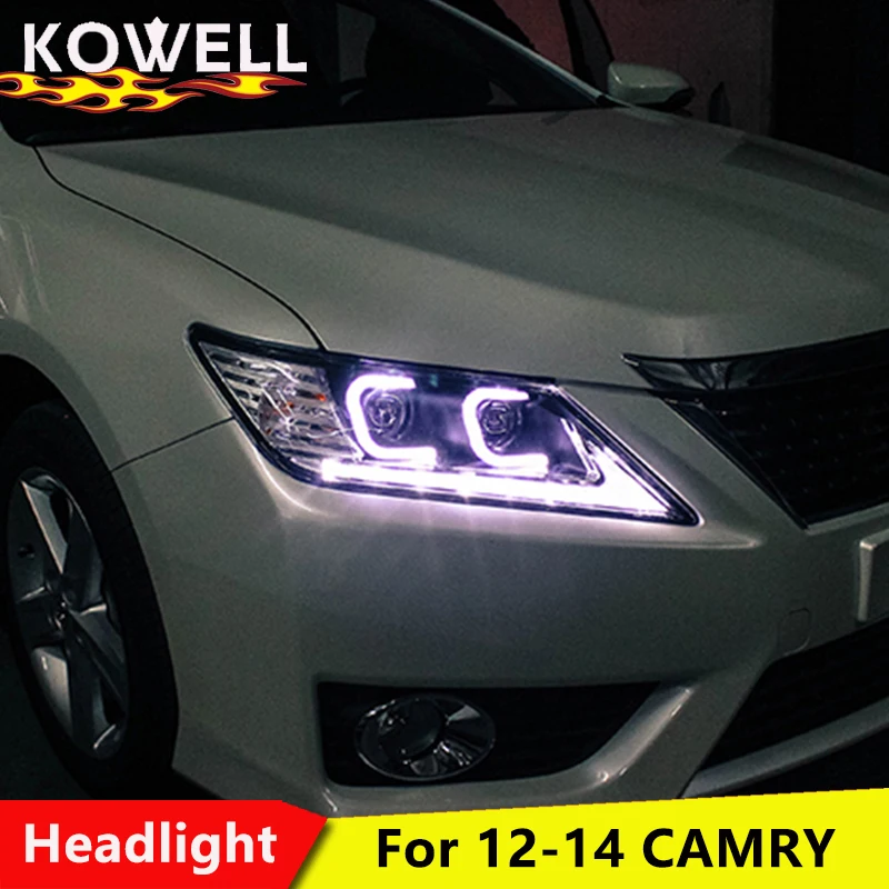 KOWELL автомобильный Стайлинг для Toyota Camry фары 2012 2014 светодиодная фара | Отзывы и видеообзор