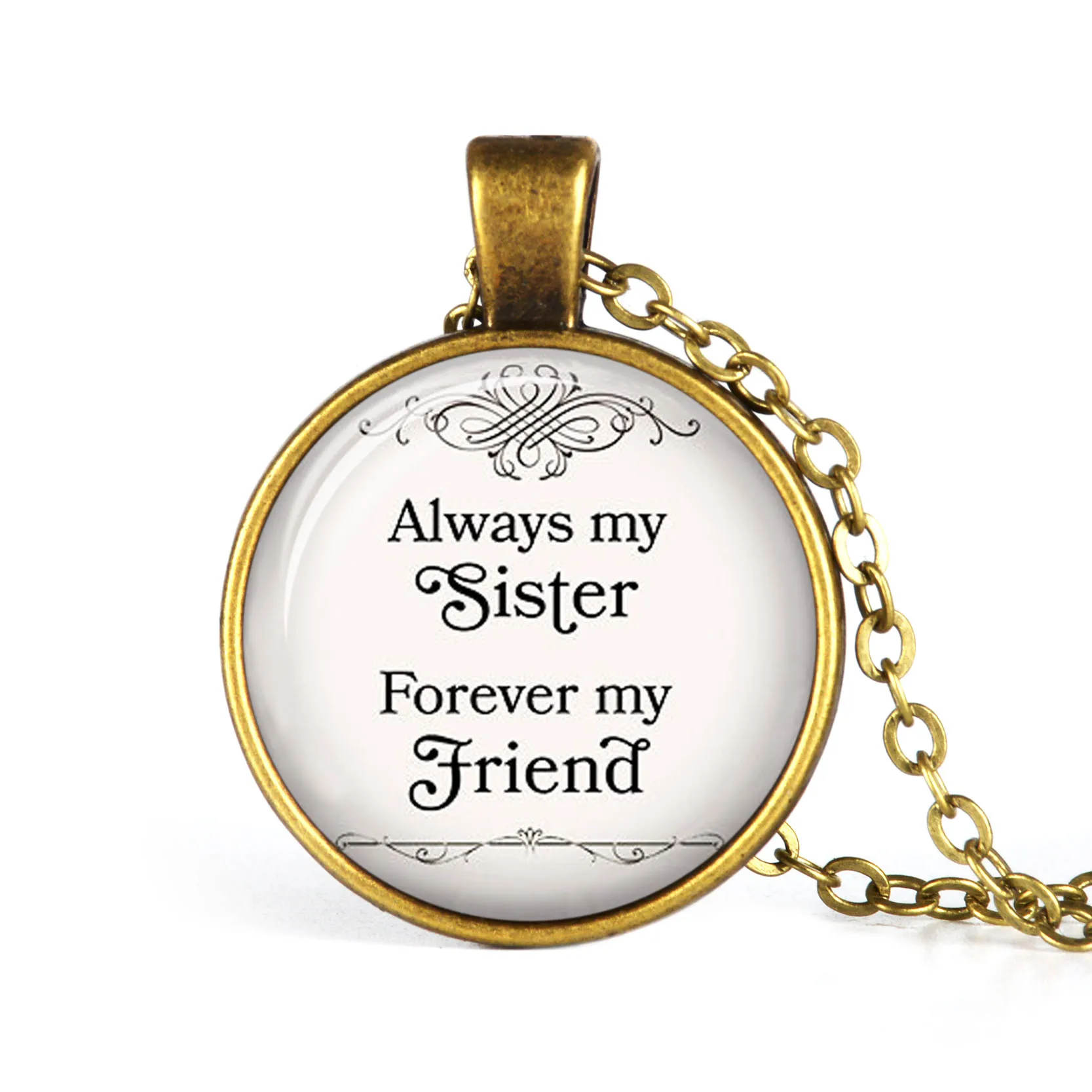 Бронзовое ожерелье с кулоном в ретро-стиле стеклянный кабошон | Украшения и