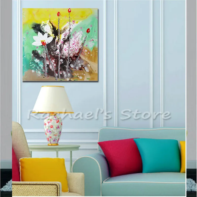 Бескаркасная картина на стене акриловая маслом абстрактный Рисунок цветочный