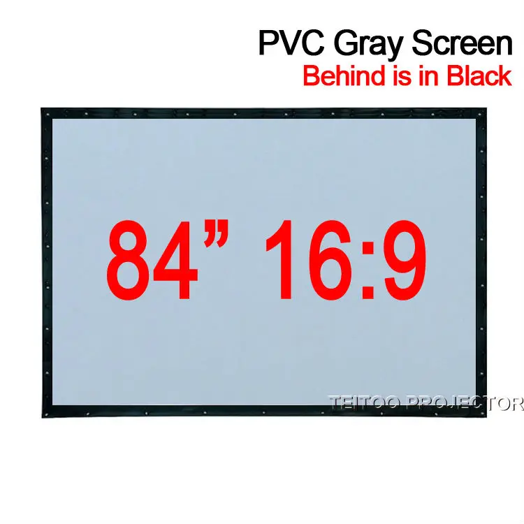 84 дюйма 16:9 ПВХ мягкий серо черный экран для проектора с занавесом пленка 3D HD DLP