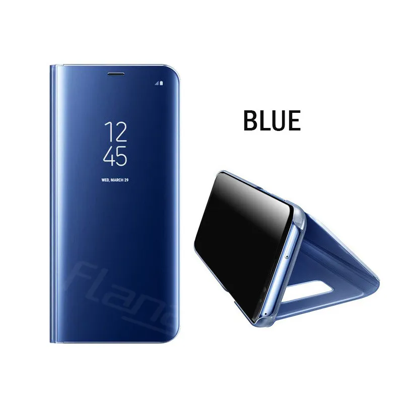 Умный зеркальный флип-чехол для телефона для samsung Galaxy M20 M10 S10E S8 S9 S10 плюс S7 край J4 J6 A6 A8 плюс A9 A30 A50 A10 A70 A40 - Цвет: Синий