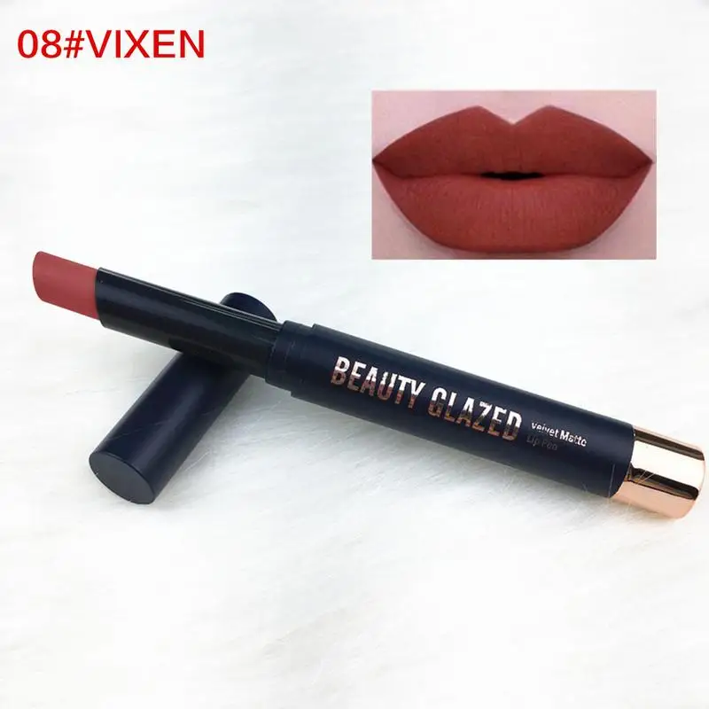 08-VIXEN 8 цветов матовая губная помада длительная увлажняющая водостойкие помады макияж легко носить телесный Косметический Оптом Красота Макияж - Цвет: 08-VIXEN