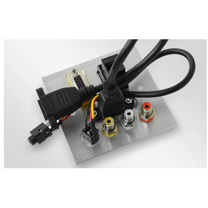 Алюминиевый панельный настенный мультимедийный разъем HDMI+ VGA+ сеть+ аудио+ FL+ FR сигнальный интерфейс панельная розетка для офиса, школы, отеля, дома