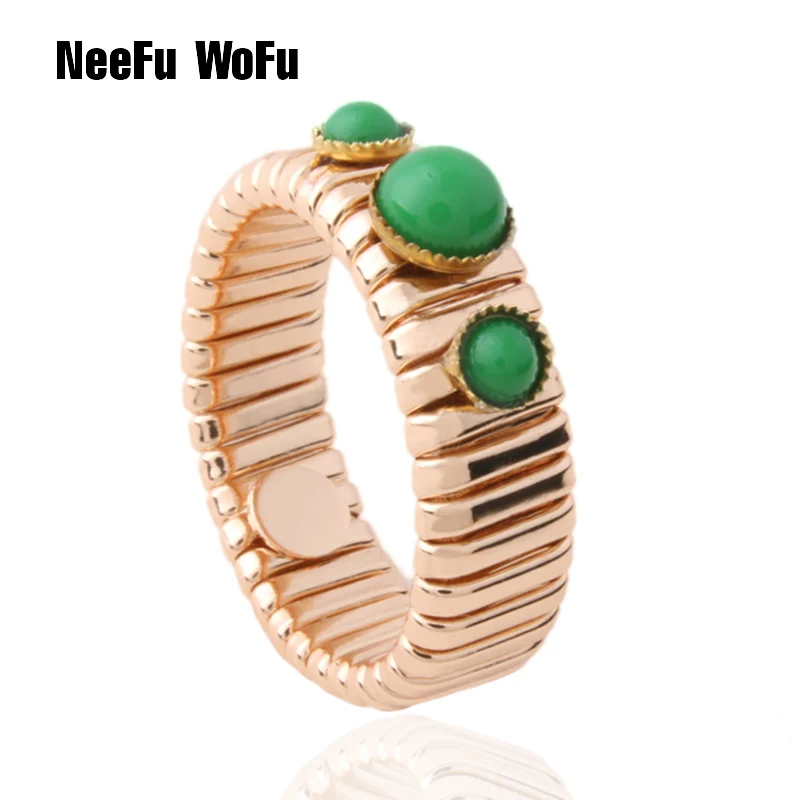 green NeeFuWoFu Золотое кольцо Эластичная сила медь натуральный камень кольца Богемия де Мадера Pulseira Estrela de Cinco эластичный - Цвет основного камня: green