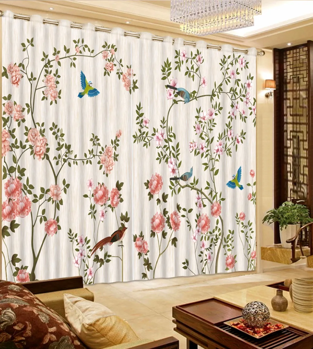 

girl Bedroom Curtain Flower Luxury Blackout 3D Window Curtains For Living Room Customized size Drapes Rideaux Cortina pillowcase