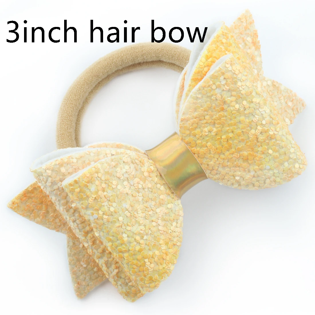 three layers-2 1 PC Child Hair Bow Tie Elastic Hair Band Glitter Hairbow Rope Rainbow Sequin Sparkly 3 Inch Bows Mermaid Girls Sweet Headwear - Цвет: three layers-2