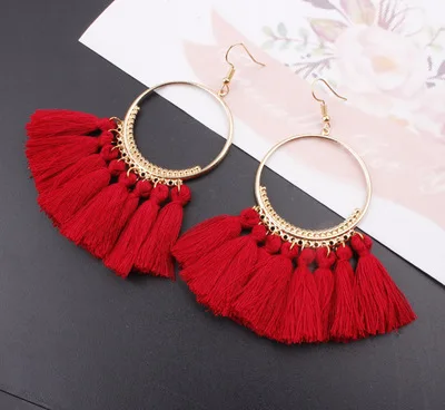 BOHO Этнические богемные Висячие болтающиеся длинные веревки бахрома хлопок