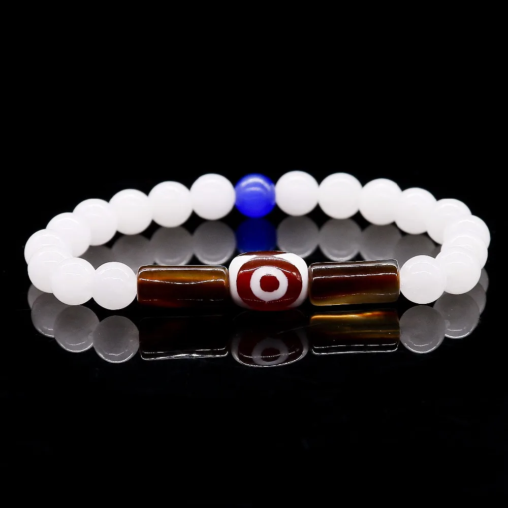 Уникальный дизайн натуральный кофейный оникс с белым халцедоном браслет из