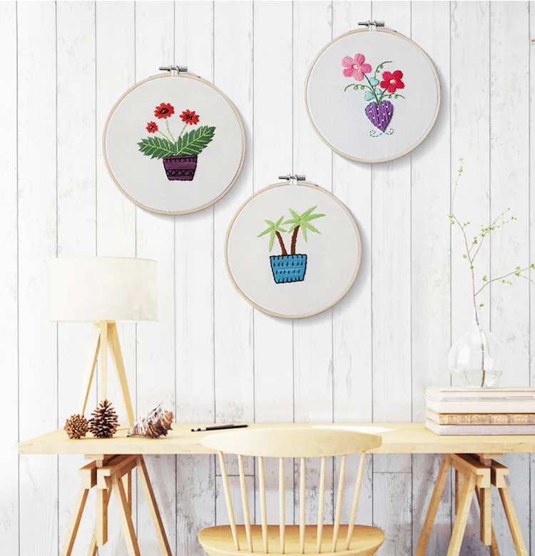 DIY лента вышивка рукоделие вышивка крестиком комплект для начинающих суккуленты завод печатает Вышивание Craft Рождественский подарок 15*15 см