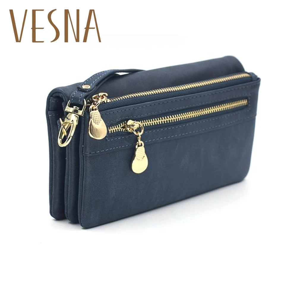 Модные женские кошельки высокой емкости длинный тусклый полированный кошелек из