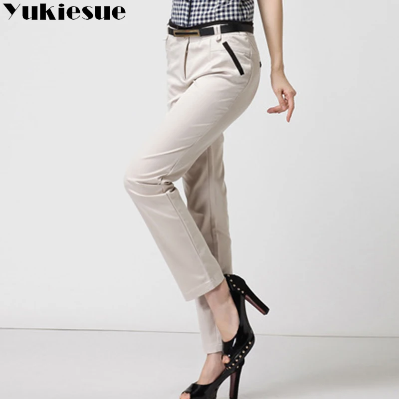 High waist trousers for women pants capri 2018 summer autumn OL office formal cotton pencil Women's suits Plus size xxl | Женская